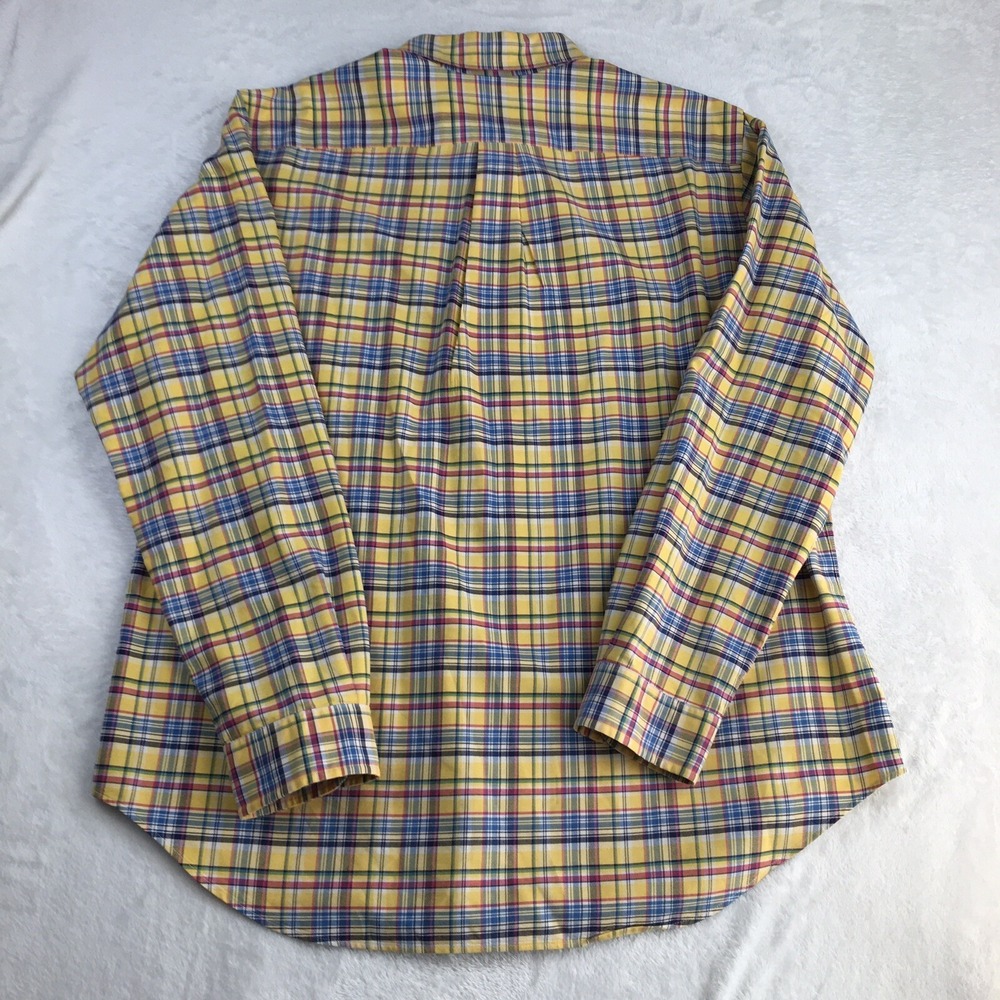 Ralph Lauren Shirt Mens XL Yellow Plaid Classic Fit Embroidered Long Sleeves - Picture 10 of 10